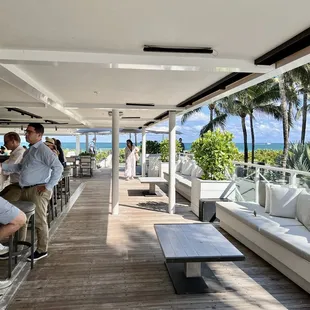 a group of people on a deck