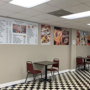 Menu and seating area