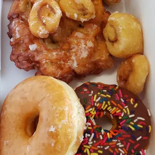 a variety of donuts in a box