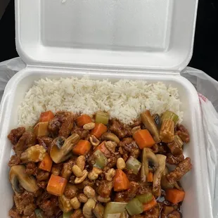 Kung Pao Chicken and white rice