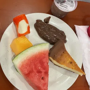 Variety of fruits and desserts..yummy.