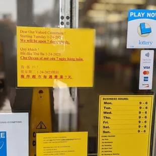 a sign in the window of a store