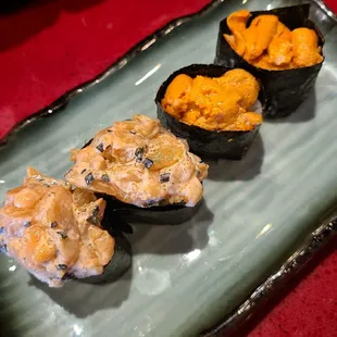 Bay Scallop and Uni Sushi