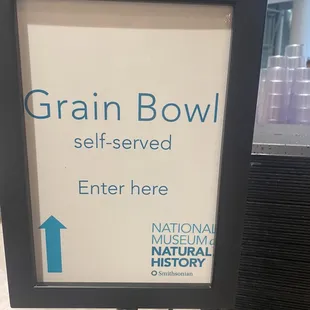grain bowl self - served sign