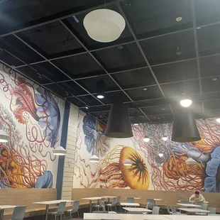 a mural of jelly fish