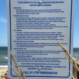 Norfolk Public Beach Informational Signage