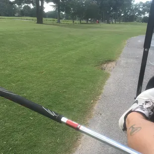 Waiting to shoot on a par three.