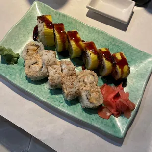 Scallop Tempura Roll and Indy Roll