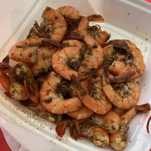 shrimp in a styrofoam container