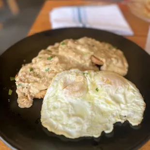 Biscuits and gravy - the biscuits kind of fall apart but good flavor