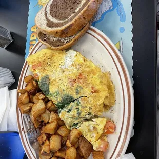 Mediterranean omelette with rye toast