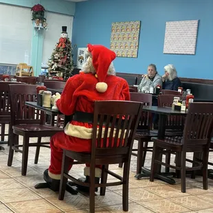Santa watching the door