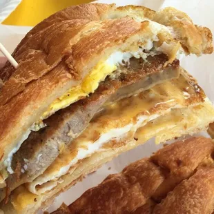 Breakfast croissant with your Choice of meat! I choose sausage! Bomb!!!!