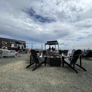 Sitting are with a fire pit