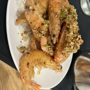 Spicy Salty head on Shrimp, authentic menu