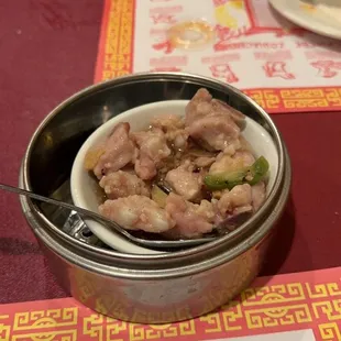 a bowl of food on a table