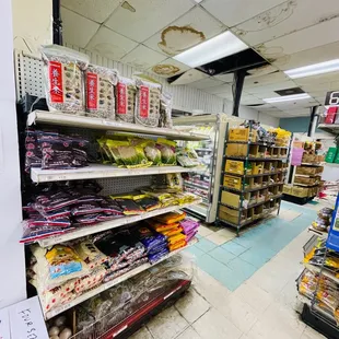 shelves of food and snacks