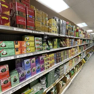 shelves of teas and tea bags