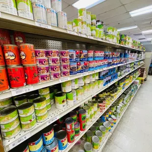 shelves of canned food