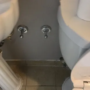 Toilet paper on the floor ...no holder