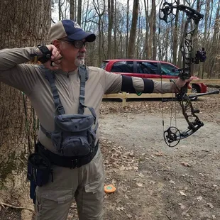 Me... Shooting my new Elite Ethos compound bow, set for my specs. By Jeff at Ocean's East.