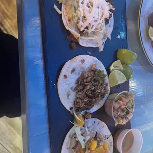 Street tacos (beef, crab, shrimp)