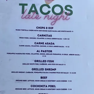 menu