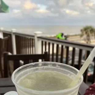 a drink in a plastic cup