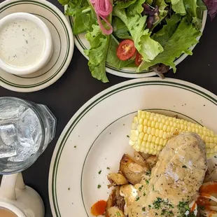 meatloaf, side salad and homemade blue cheese dressing