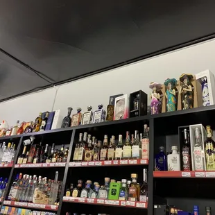 shelves of liquor