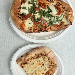 pizza and cheesy bread