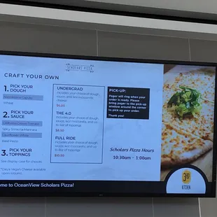 Pizza pricing and ordering directions