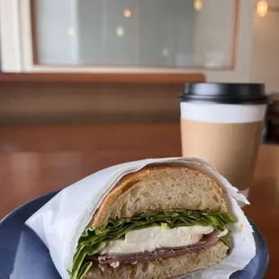 the Reba sandwich and small white mocha