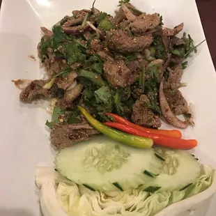 Yum Nuea Nam Tok - beef waterfall salad. Delicious!