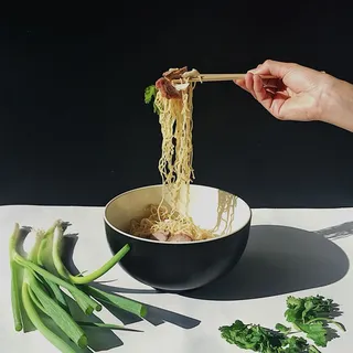 Egg Noodles with Thai BBQ Pork and Crabmeat