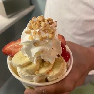 Banana split rolled ice cream