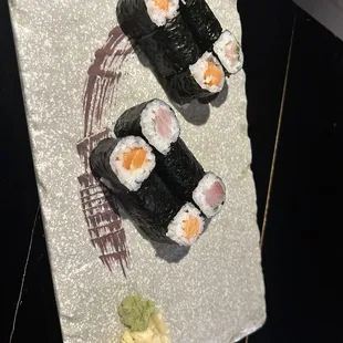 Salmon roll and Yellowtail Scallion Roll (Raw)