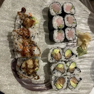 Any 3 Rolls Dinner - yellowtail scallion roll, shrimp tempura roll, salmon avocado roll (special order to have it unseared)
