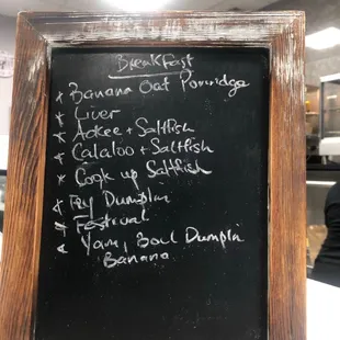 Saturday breakfast menu