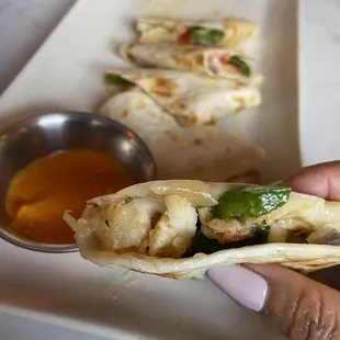 Lobster quesadilla - filled with lobster meat, they did not skimp