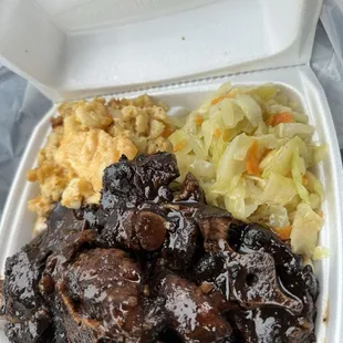 Oxtail dinner, Mac and cheese and cabbage