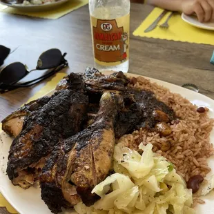 Large Jerk Chicken, Peas and Rice