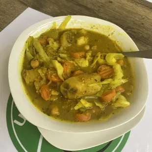 Curry chick peas , green bananaa, cabbage