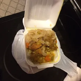 the inside of a take out container