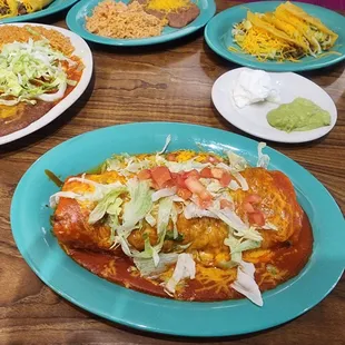 I got the shredded beef chimi with enchilada sauce