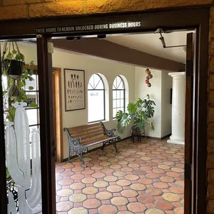 the entrance to the restaurant