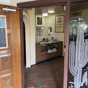 the entrance to the restaurant