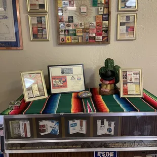 a table with a variety of items on it