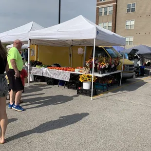 people standing in a parking lot
