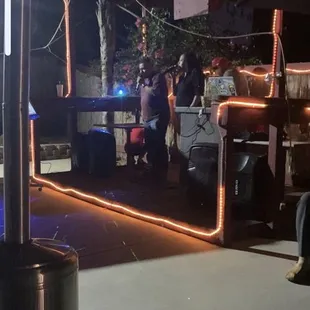 Singing enjoying the evening kareokee ocotillos 6pm to 11 pm come on down